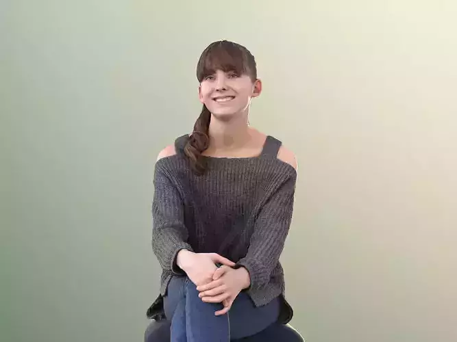 Lisa 10992 - Teenage Girl Sitting And Laughing Low-poly 3D model