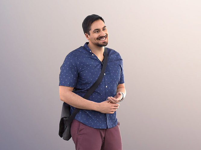 Sahir 11002 - Man With Bag Talking And Standing Low-poly 3D model