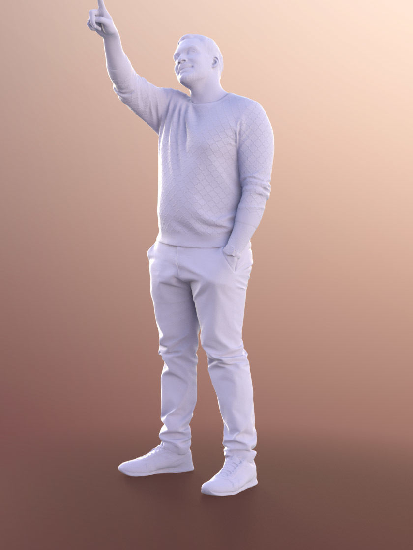 Sahir 11005 - Casual Man Standing And Pointing Low-poly 3D model_4