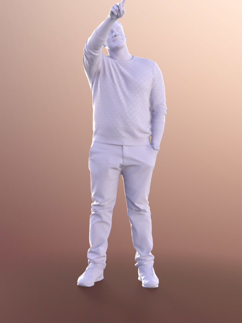 Sahir 11005 - Casual Man Standing And Pointing Low-poly 3D model_5