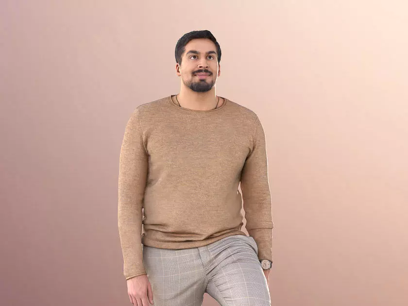 Sahir 11018 - Casual Man Going Upstairs Low-poly 3D model_0