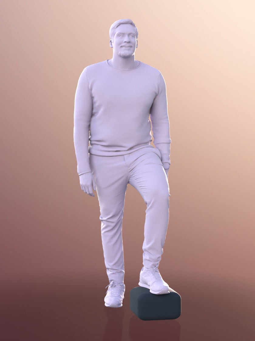 Sahir 11018 - Casual Man Going Upstairs Low-poly 3D model_4