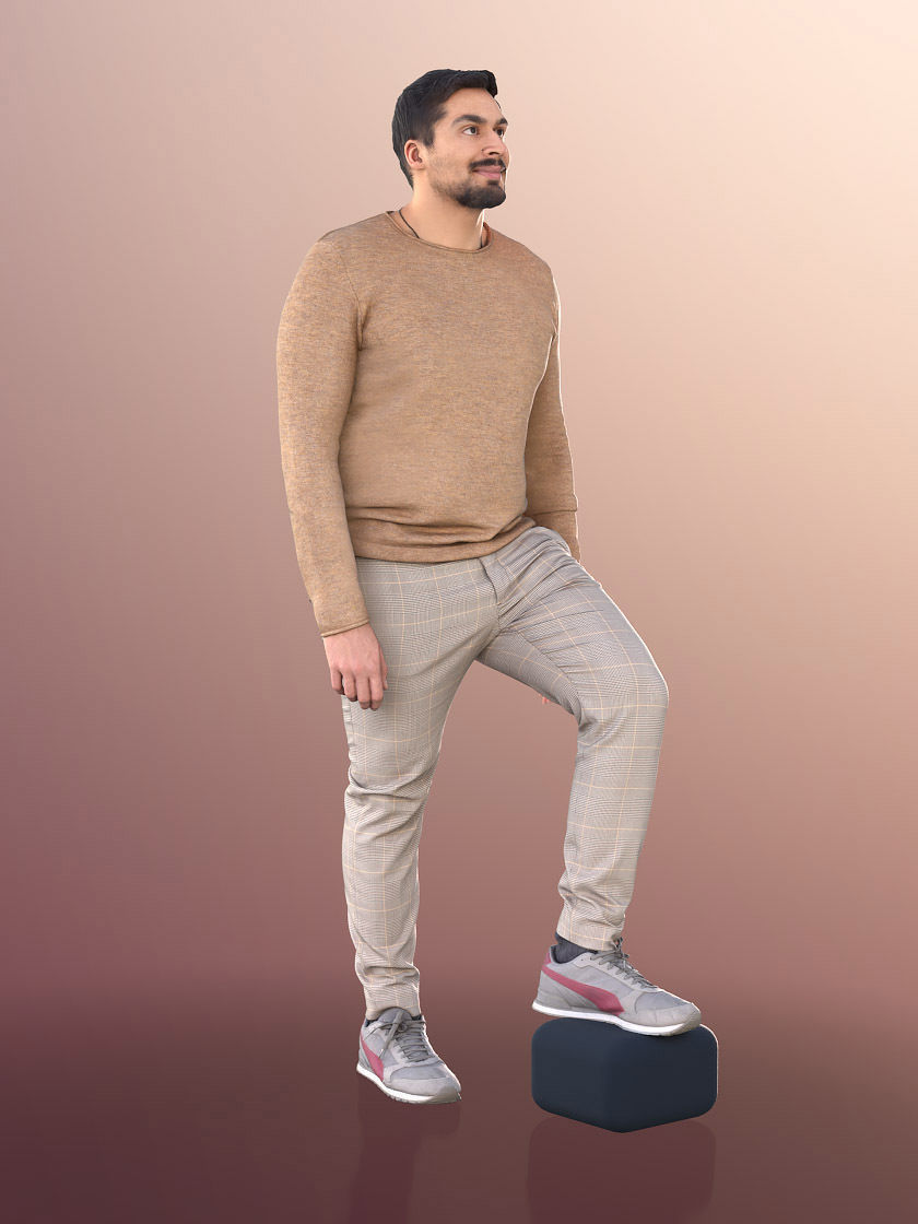 Sahir 11018 - Casual Man Going Upstairs Low-poly 3D model_3