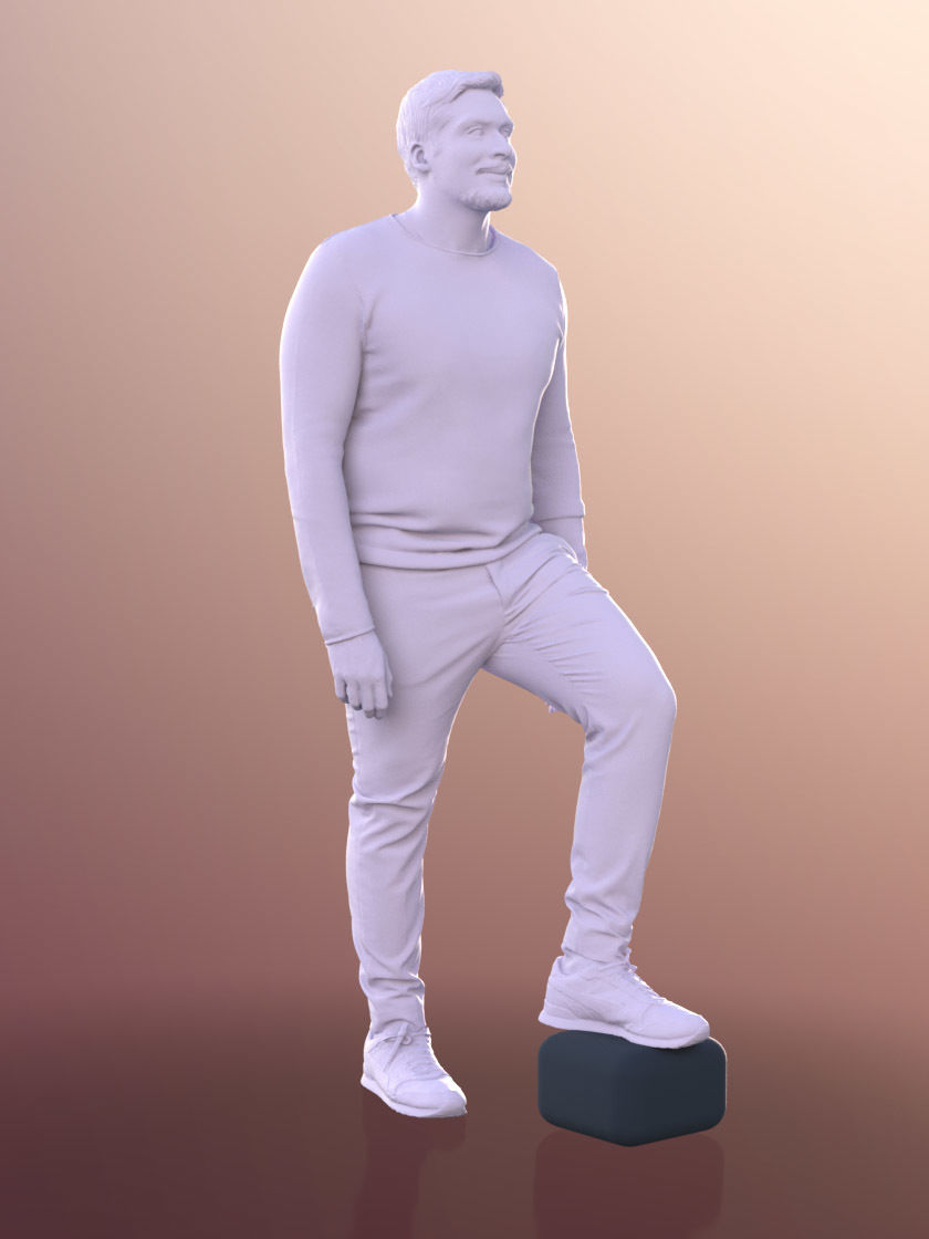 Sahir 11018 - Casual Man Going Upstairs Low-poly 3D model_5