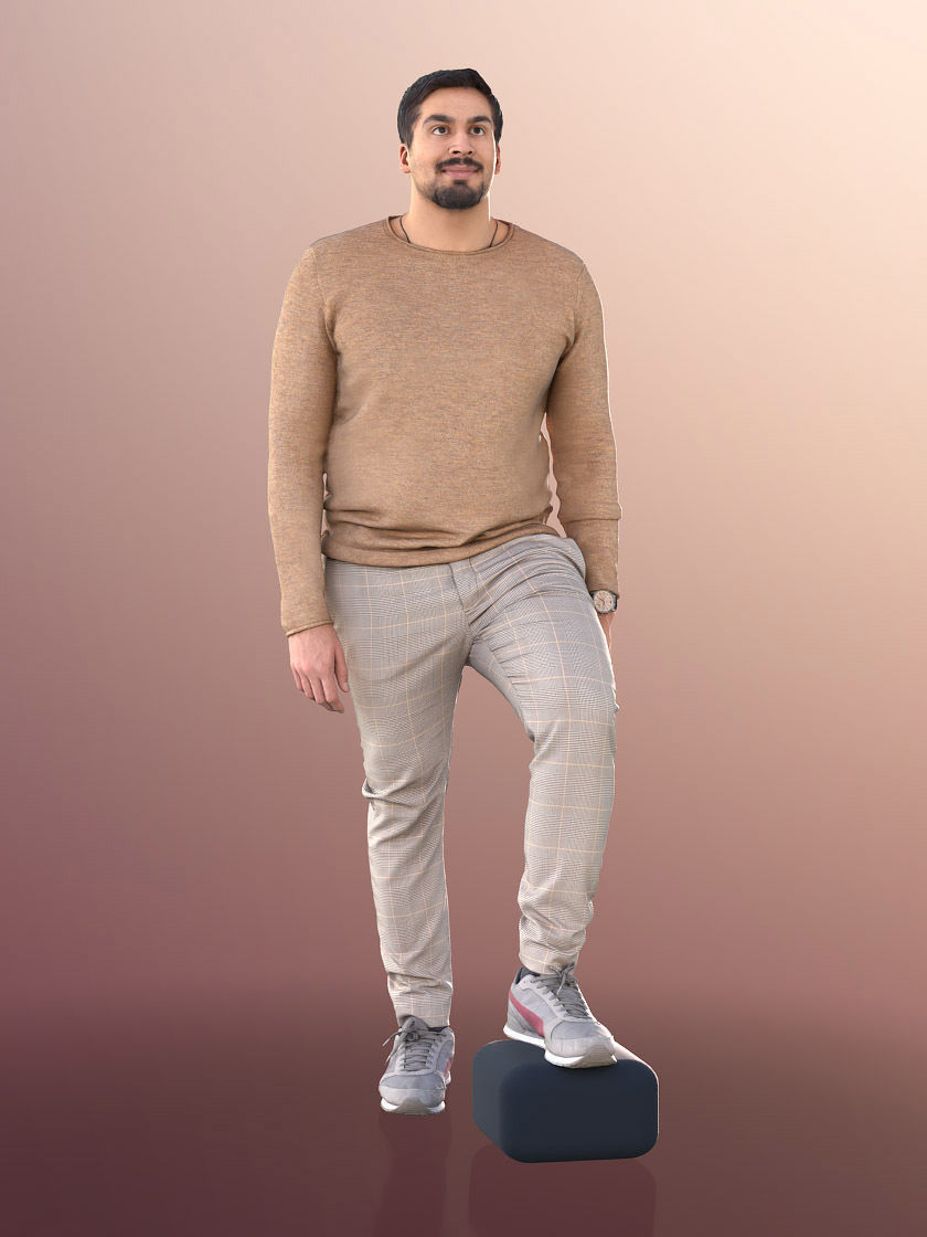 Sahir 11018 - Casual Man Going Upstairs Low-poly 3D model_2