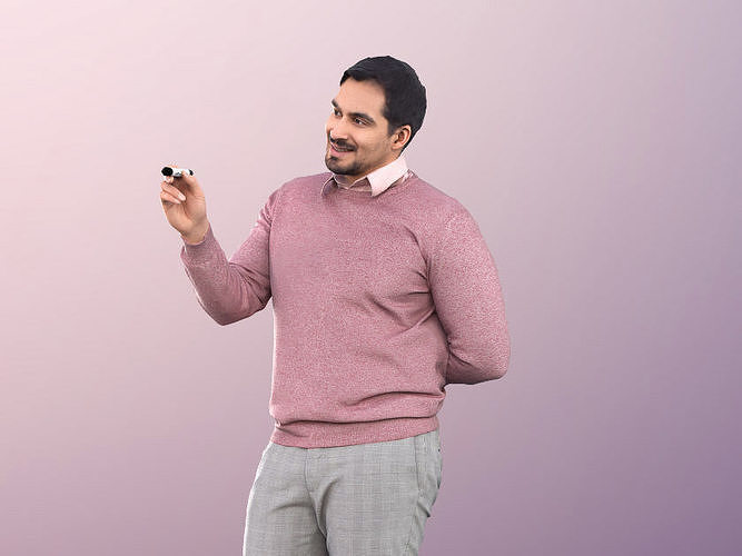 Sahir 11023 - Colored Man Presenting Professor Teacher Low-poly 3D model