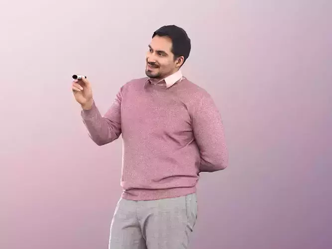 Sahir 11023 - Colored Man Presenting Professor Teacher Low-poly 3D model