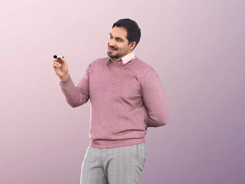 Sahir 11023 - Colored Man Presenting Professor Teacher Low-poly 3D model_0