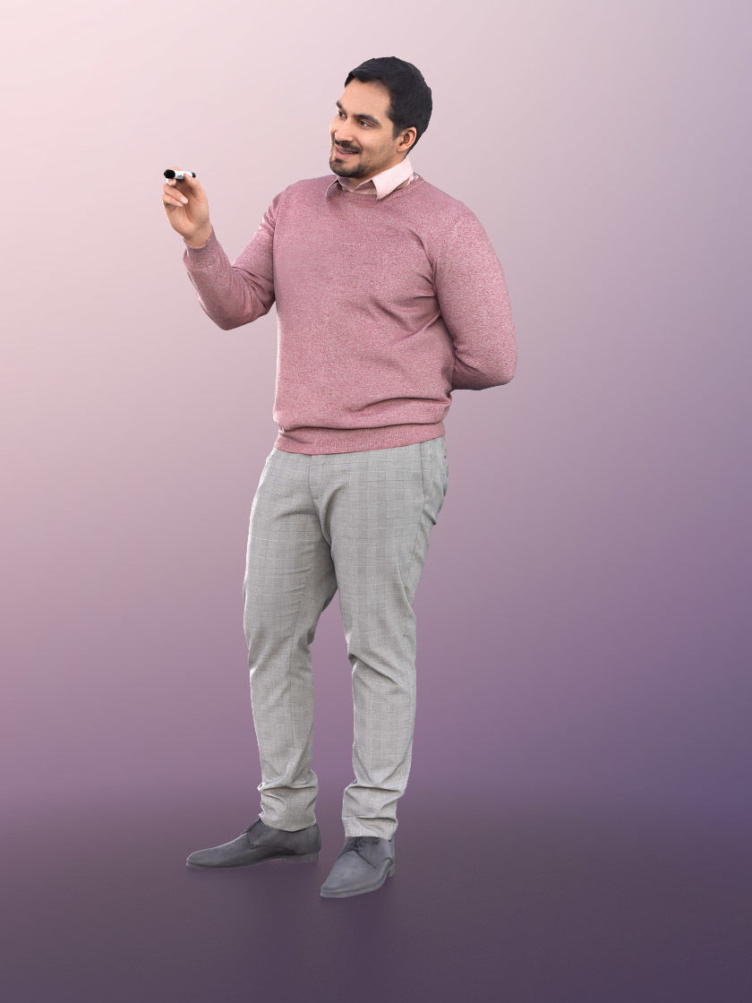 Sahir 11023 - Colored Man Presenting Professor Teacher Low-poly 3D model_2