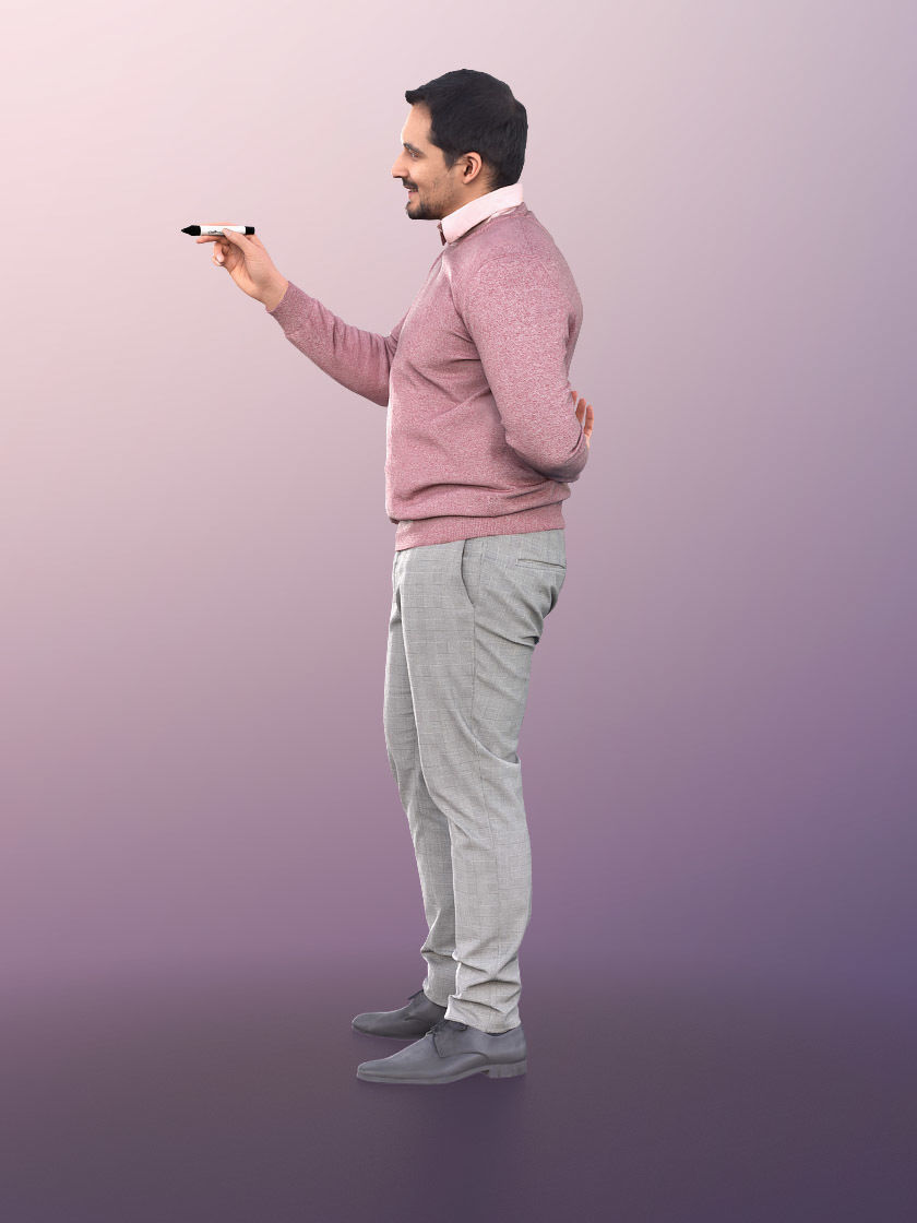 Sahir 11023 - Colored Man Presenting Professor Teacher Low-poly 3D model_3