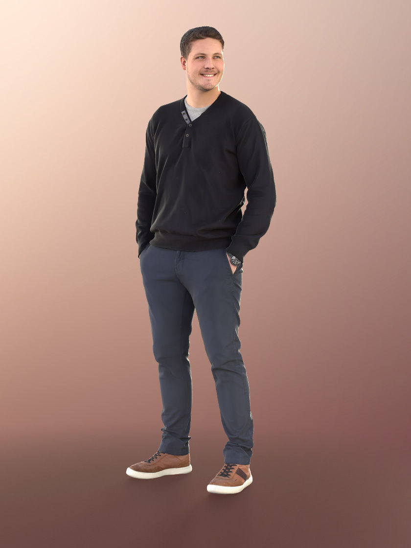 Liam 11107 - Man Standing And Smiling Low-poly 3D model_2