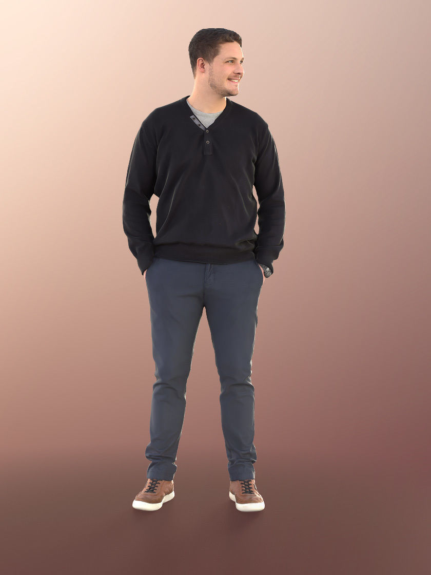 Liam 11107 - Man Standing And Smiling Low-poly 3D model_3
