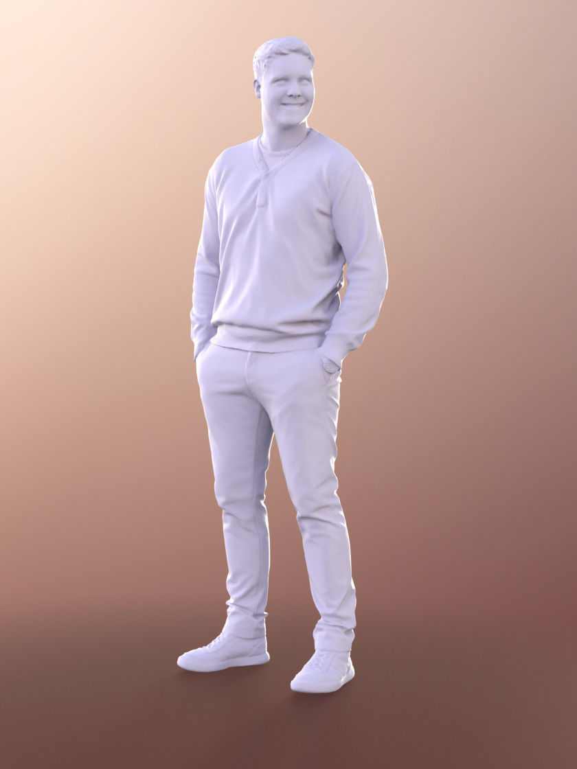 Liam 11107 - Man Standing And Smiling Low-poly 3D model_4