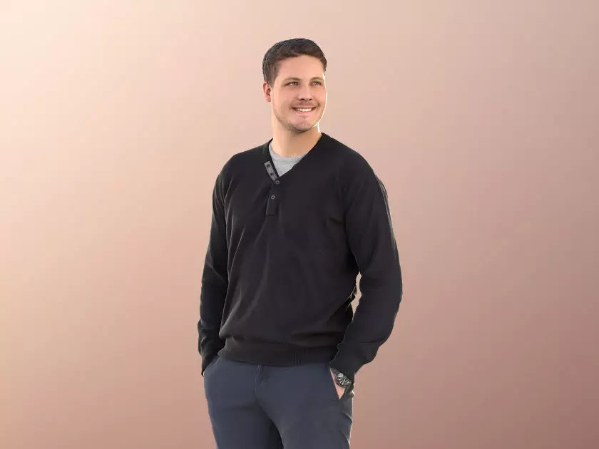 Liam 11107 - Man Standing And Smiling Low-poly 3D model_0