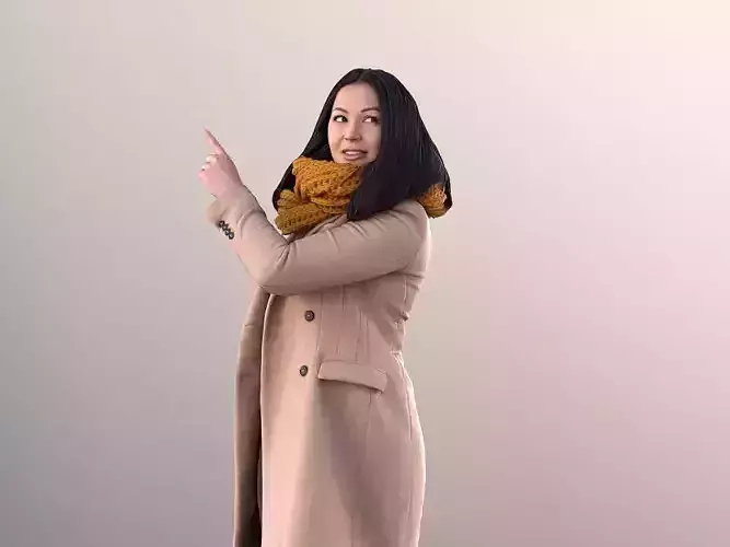 Vicky 11140 - Young Asian Woman Standing And Pointing 