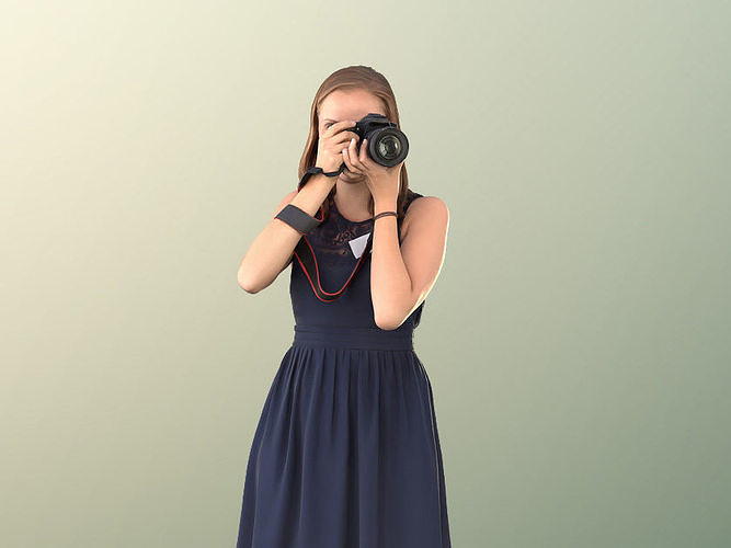 Alice 11181 - Young Woman Standing With Camera Taking Picture Low-poly 3D model