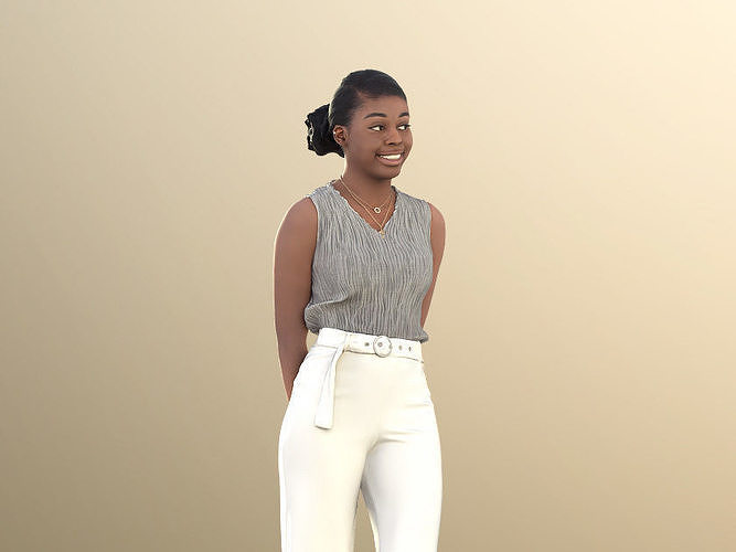 Serina 11197 - Black Young Woman Standing And Smiling Low-poly 3D model
