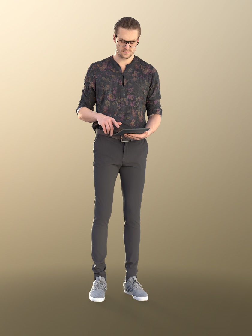 Milo 11223 - Young Man Standing With Tablet Low-poly 3D model_2