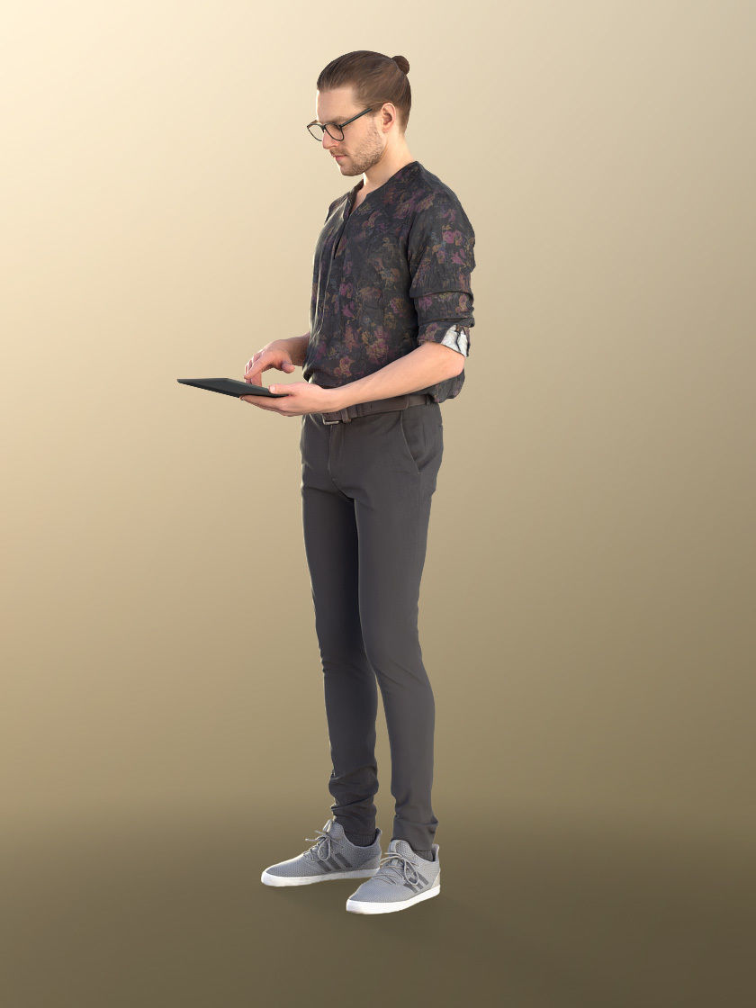 Milo 11223 - Young Man Standing With Tablet Low-poly 3D model_3