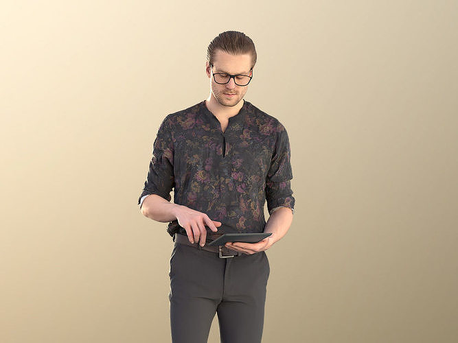 Milo 11223 - Young Man Standing With Tablet Low-poly 3D model