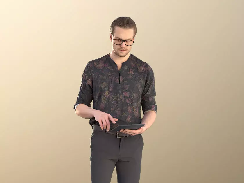 Milo 11223 - Young Man Standing With Tablet Low-poly 3D model_0