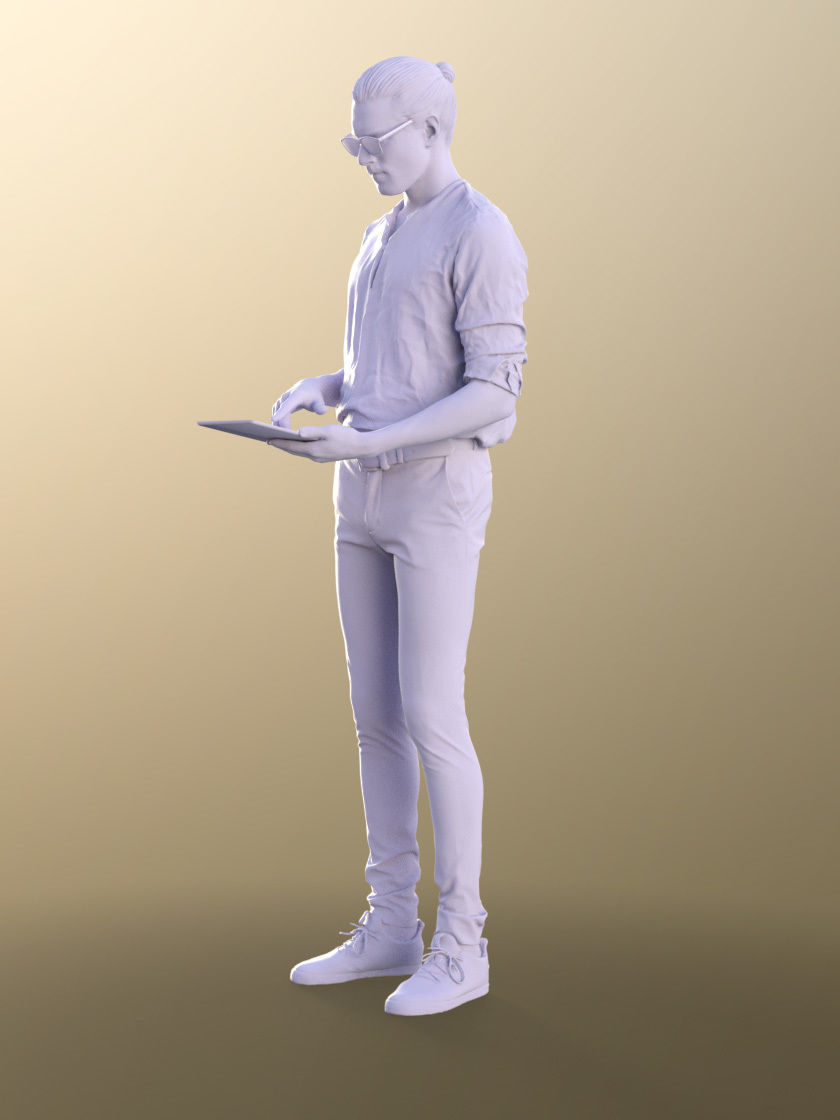 Milo 11223 - Young Man Standing With Tablet Low-poly 3D model_5