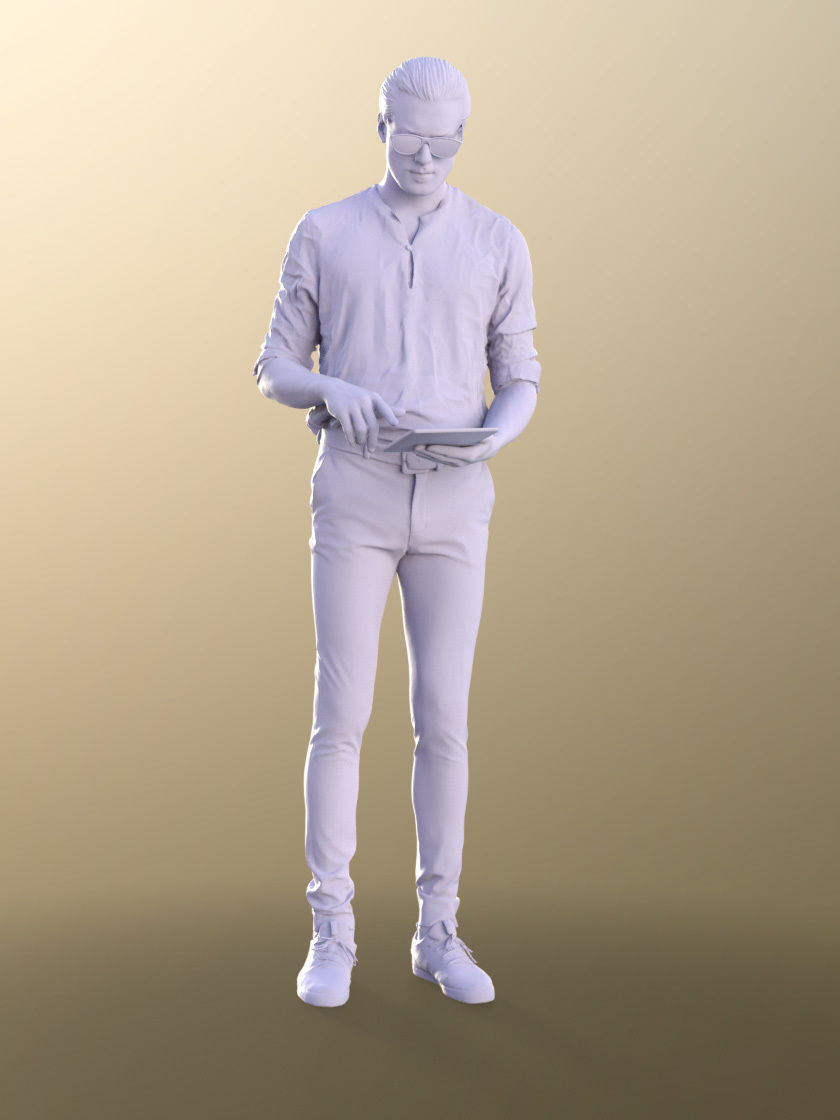 Milo 11223 - Young Man Standing With Tablet Low-poly 3D model_4
