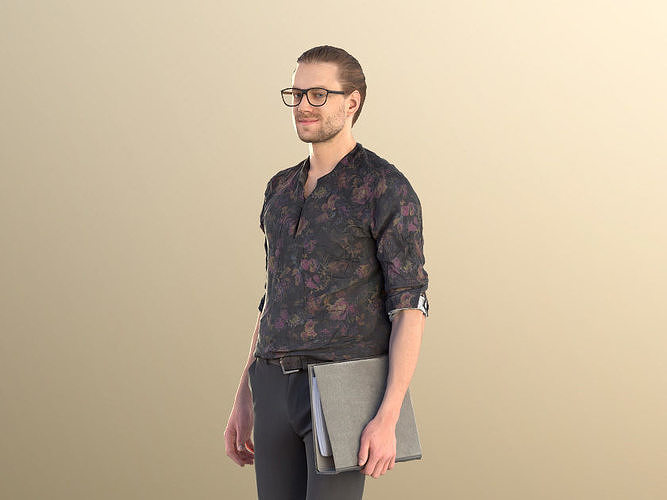Milo 11224 - Young Man Standing And Holding A Folder Low-poly 3D model