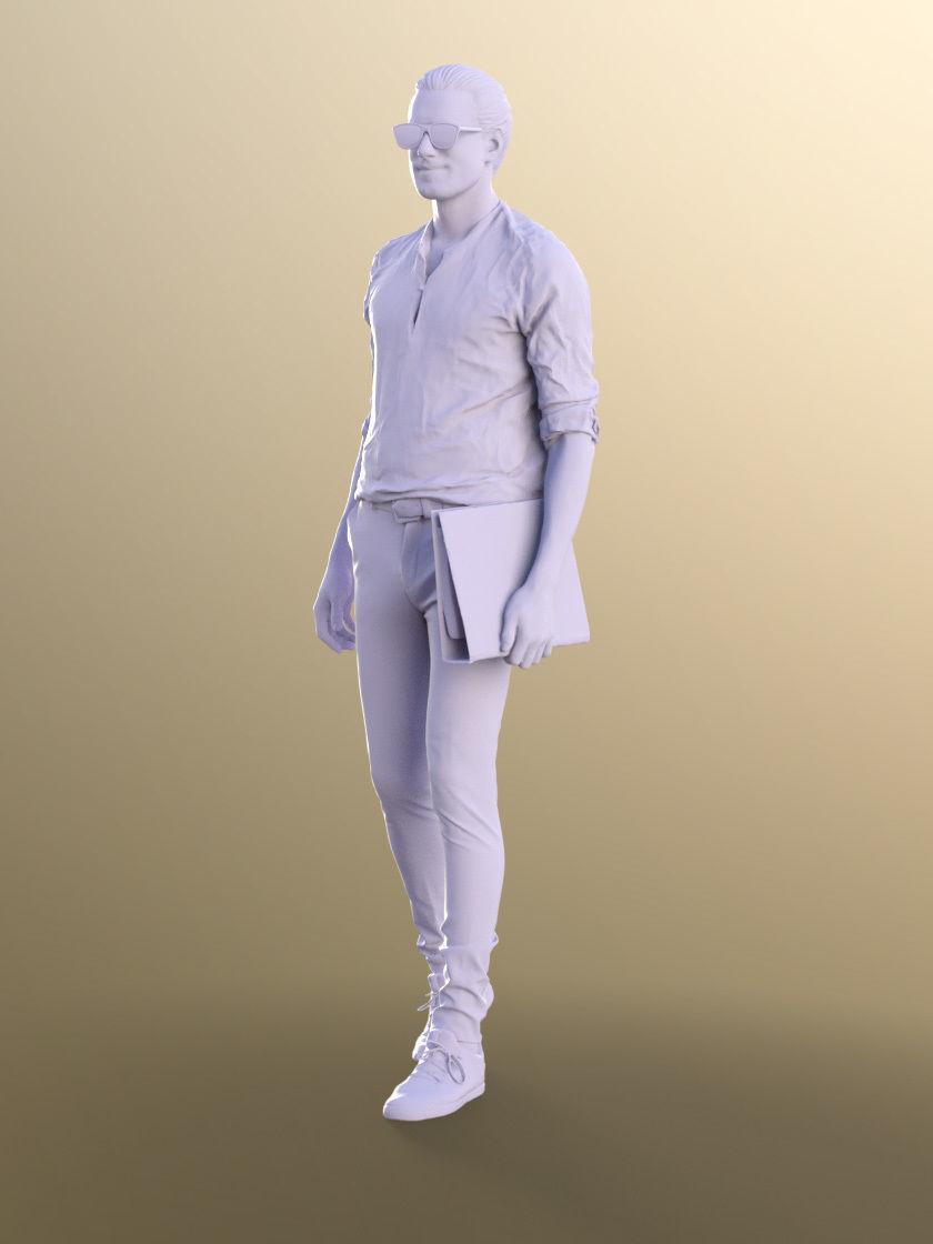Milo 11224 - Young Man Standing And Holding A Folder Low-poly 3D model_4