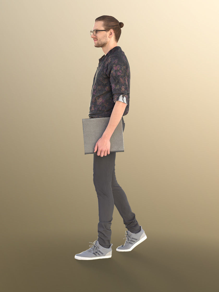 Milo 11224 - Young Man Standing And Holding A Folder Low-poly 3D model_3