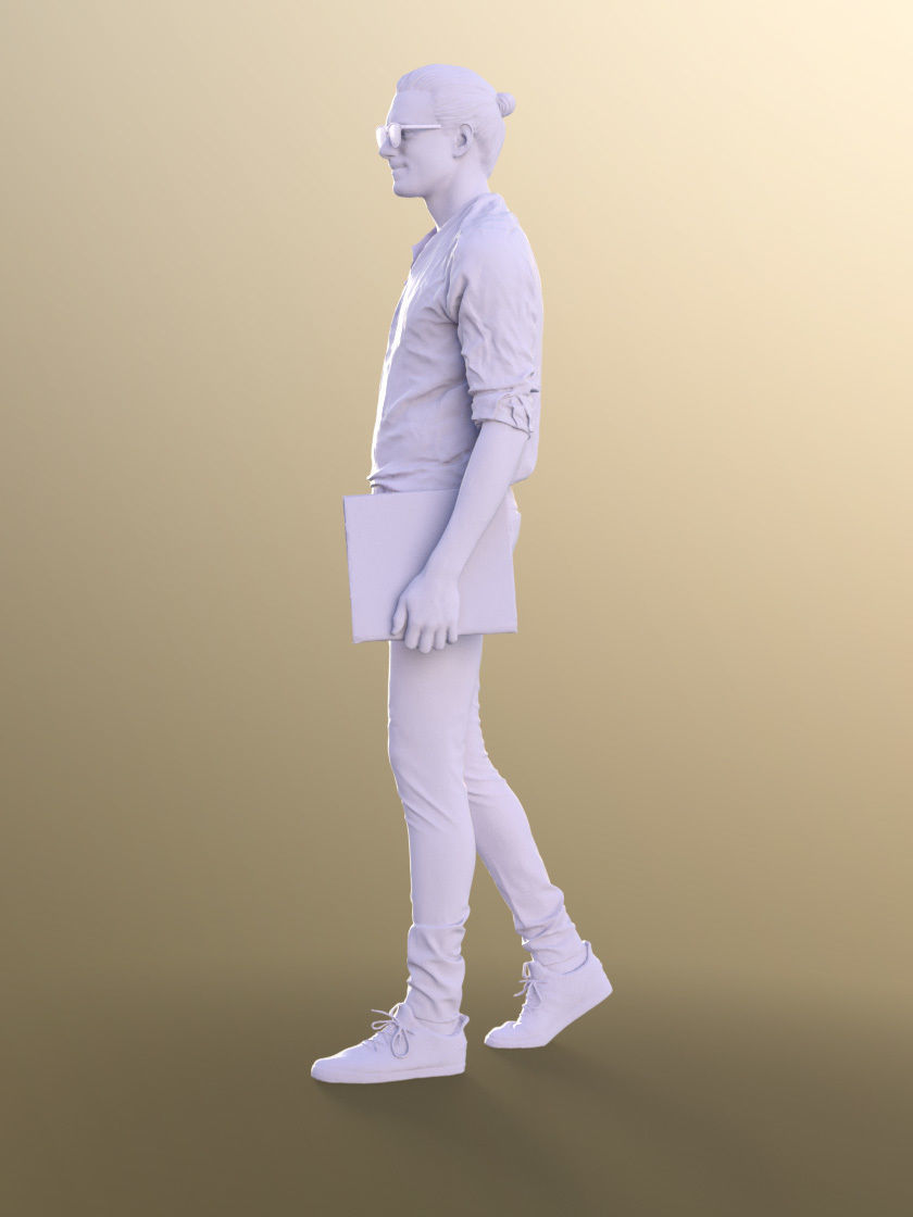 Milo 11224 - Young Man Standing And Holding A Folder Low-poly 3D model_5