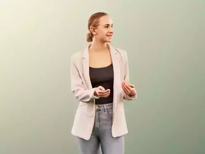 Celine 11462 - Young Woman Standing And Talking Gesticulating Low-poly 3D model