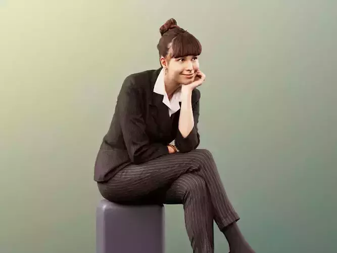Alyssa 11532 - Business Woman Sitting Leaning On Hand
