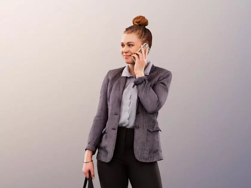 Cora 11713 - Business Woman Standing Talk On Phone With Bag Low-poly 3D model
