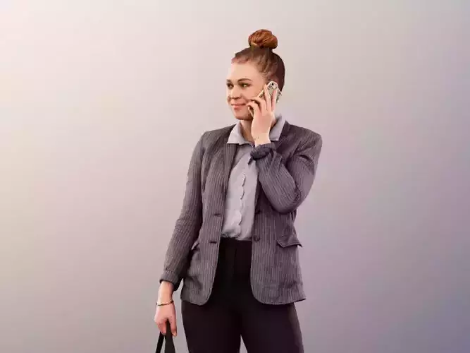 Cora 11713 - Business Woman Standing Talk On Phone With Bag