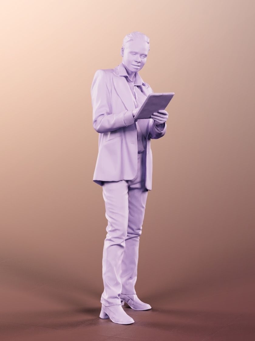 Rose 11750 - Coloured Business Woman Writing On Tablet  Low-poly 3D model_4