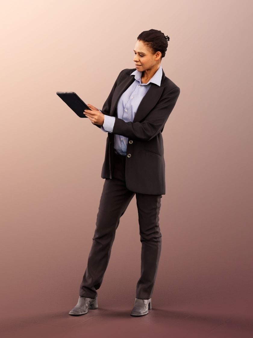 Rose 11750 - Coloured Business Woman Writing On Tablet  Low-poly 3D model_3