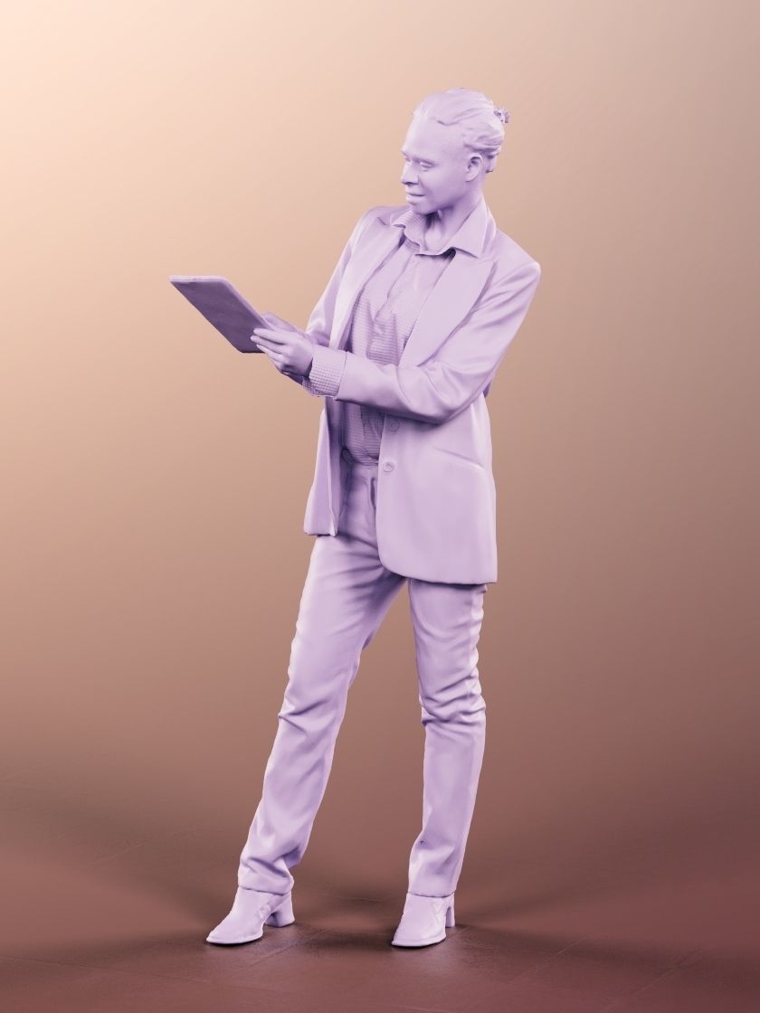 Rose 11750 - Coloured Business Woman Writing On Tablet  Low-poly 3D model_5