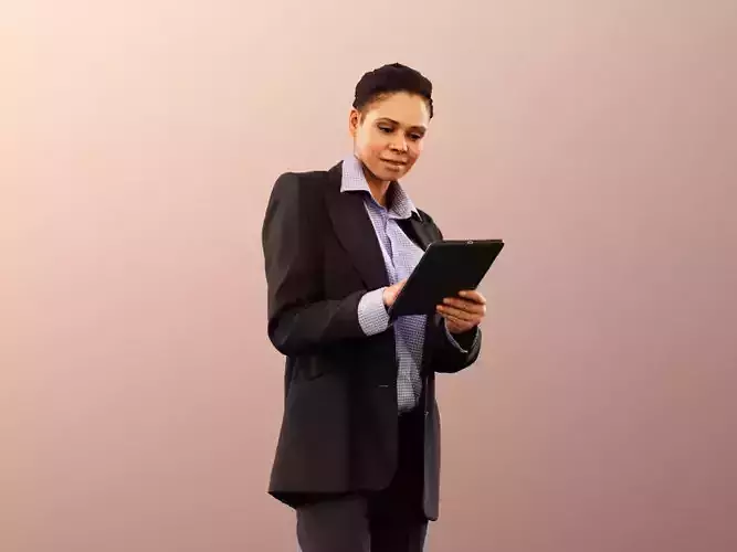 Rose 11750 - Coloured Business Woman Writing On Tablet 