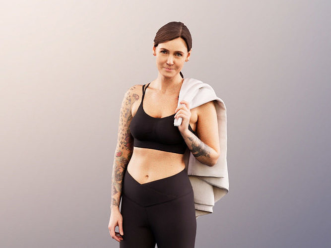 Rachel 11914 - Athletic Woman Standing Jacket On Shoulder Low-poly 3D model