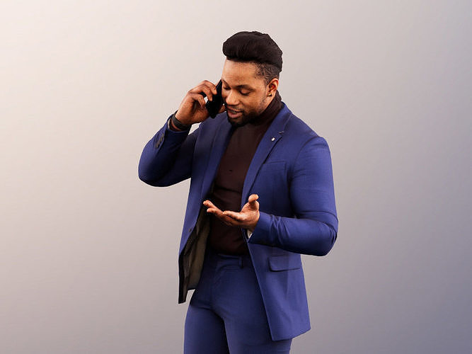 Benoit 11934 - Coloured Business Man Talking On Phone  Low-poly 3D model