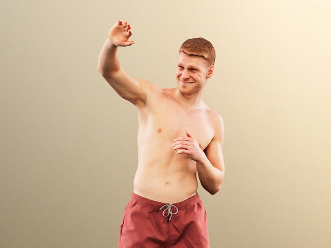 Scott 11990 - Man in Swimwear Shielding Sun Low-poly 3D model