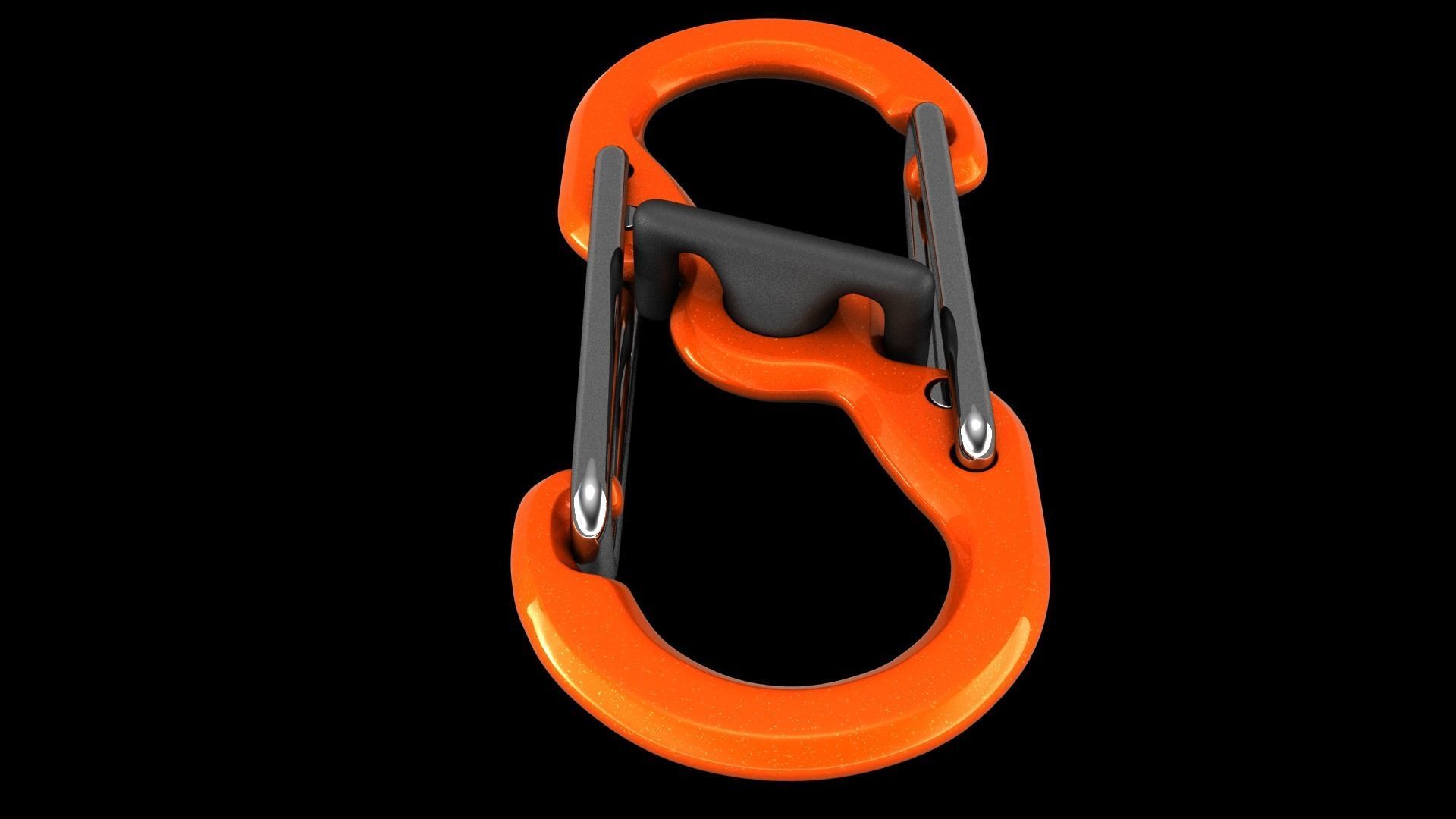 Carabiner orange 3D model_4