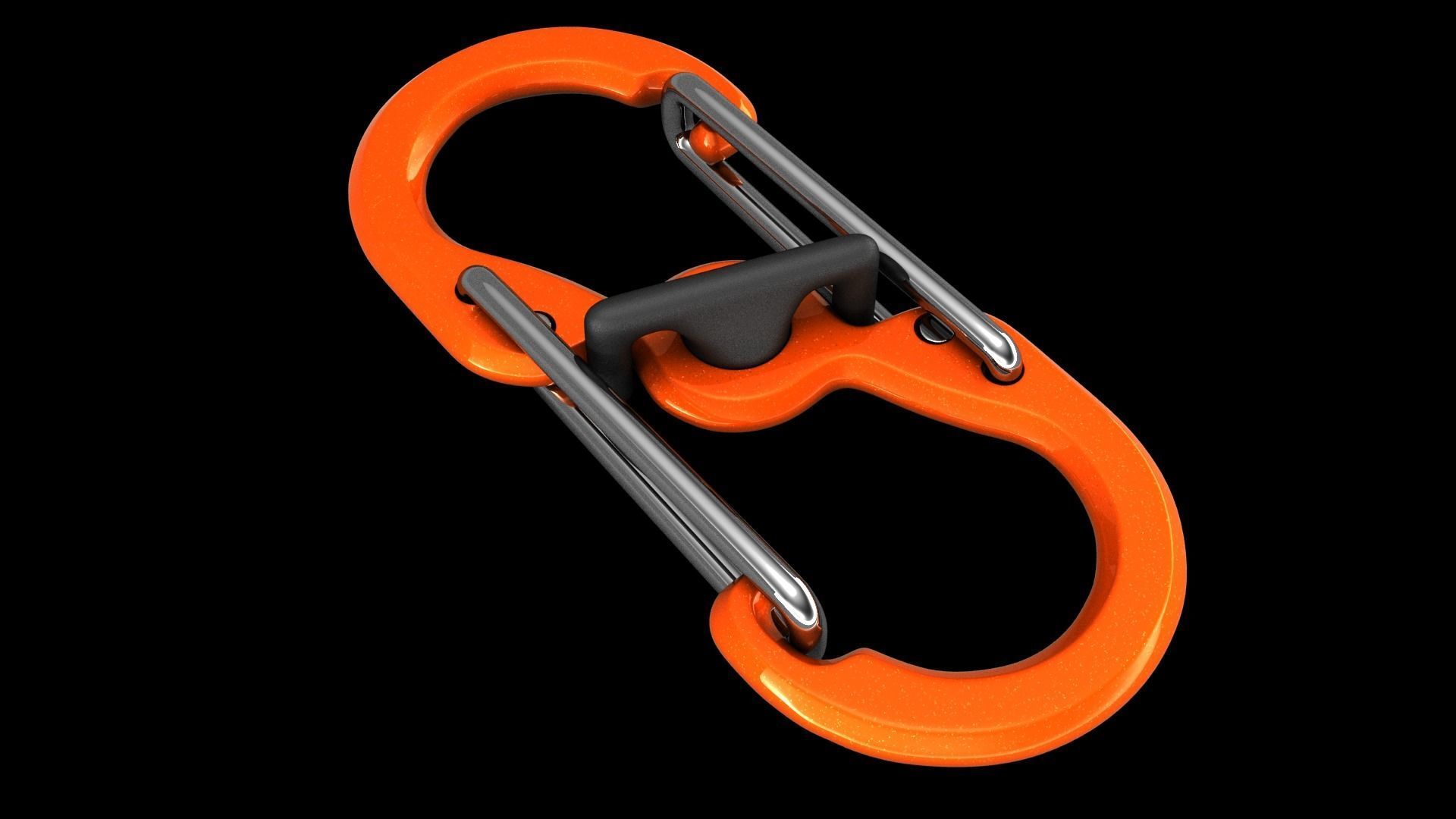 Carabiner orange 3D model_7