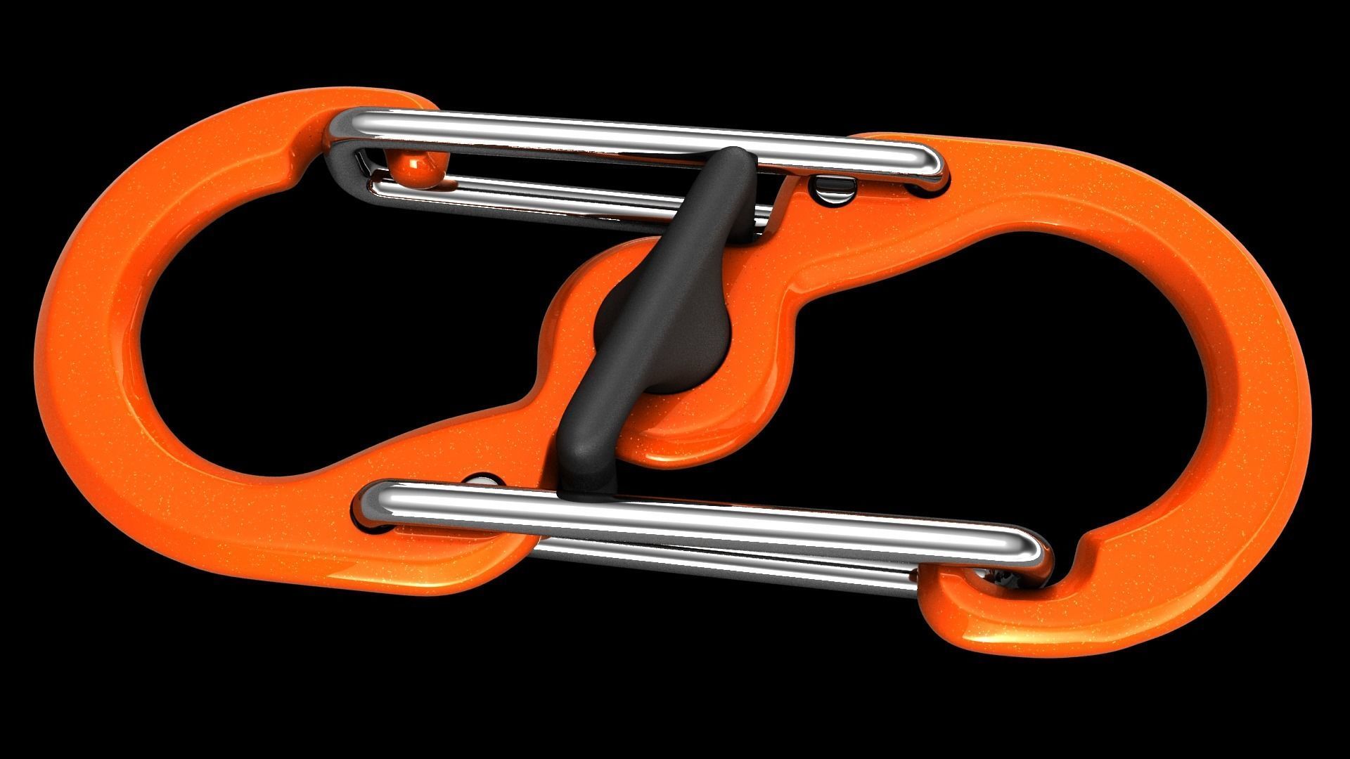 Carabiner orange 3D model_2