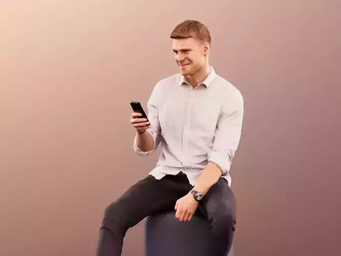 Scott 11995 - Man Sitting With Smartphone Texting 