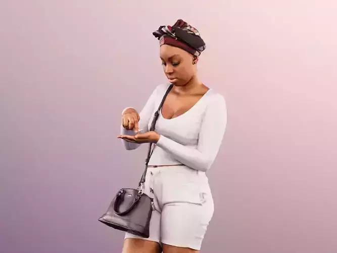 Rae 12042 - Black Woman Standing Pointing Her Hand