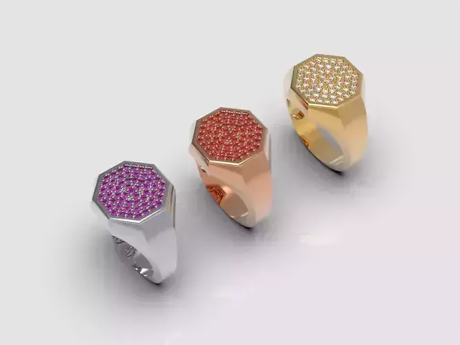 Octagonal ring with diamonds