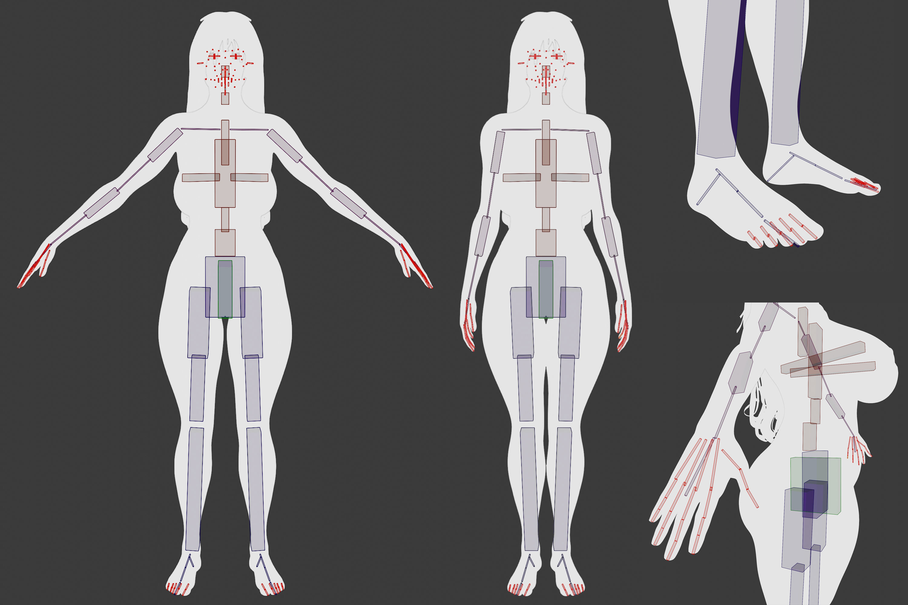 Plus Size Curvy Woman Rigged Low-poly 3D model_10