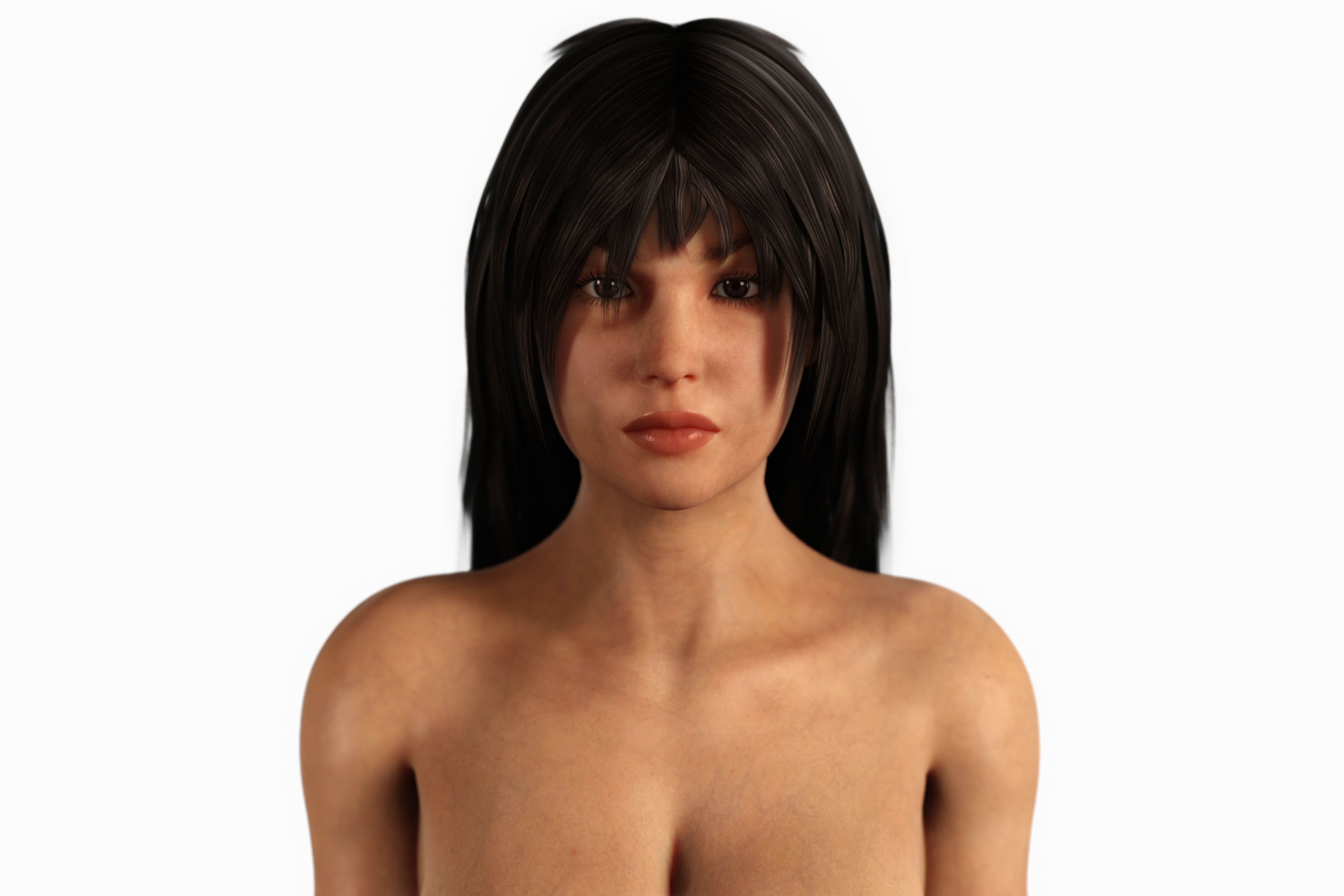 Plus Size Curvy Woman Rigged Low-poly 3D model_6